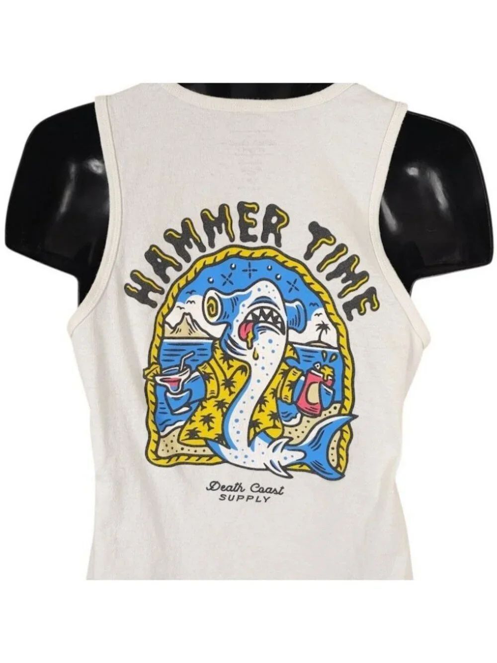 Hammerhead Shark Tank Top Mens Size Small White Hammer Time Death Coast Supply